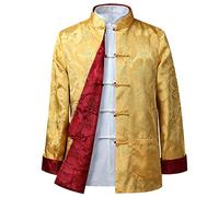 FAMMIX Giacca per Arti Marziali di Kung Fu Una Manica Lunga - Abiti da tangami Abiti Tradizionali Cinesi, Lino di Cotone Tai Chi Abiti Zen Uniforme di Meditazione Zen yellow1-3XL