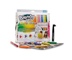 Famosa Blendy Pens - Valigetta creativa con pennarelli per sfumature, 14 colori con stencil e un aerografo, per bambini e ragazze, 6 anni (BLD02101)
