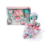 Famosa 4SF - Hello Kitty Pretty Pink Scooter, bambola giapponese alla moda con moto, figura di 19,5 cm con 15 punti di articolazione, con casco e borsa, indossa un top con microscorta (HKTF3000)