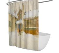 Famose tende da doccia con stampa di pittura con il mio cottage di campagna in inverno arredamento per il bagno Set di tende da bagno in tessuto di poliestere con ganci 90 x 180 cm