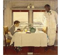 Famosi poster di Norman Rockwell《Ragazzo in un vagone ristorante》 Arte della parete Pittura su tela retrò Norman Rockwell Stampe per la decorazione domestica Immagine 55x55cmx1 senza cornice