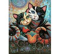 Famoso Gustav Klimt Poster Animale Stampe Astratte Colore Wall Art Picture《Due Gatti》Gustav Klimt Dipinto Su Tela Per Home Decor 40x50cm Senza Cornice