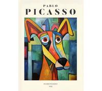 Famoso poster di Pablo Picasso stampe di animali a colori Immagine di arte murale astratta《Cane divertente》Dipinto su tela di Pablo Picasso per arredamento da salotto 40x50 cm senza cornice