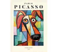 Famoso poster di Pablo Picasso stampe di animali a colori Immagine di arte murale astratta《Cane divertente》Dipinto su tela di Pablo Picasso per arredamento da salotto 40x50 cm senza cornice