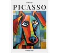 Famoso poster di Pablo Picasso stampe di animali a colori Immagine di arte murale astratta《Cane divertente》Dipinto su tela di Pablo Picasso per arredamento da salotto 40x50 cm senza cornice
