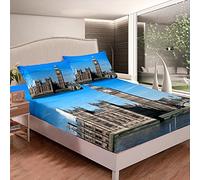 Famoso The Big Ben - Set di lenzuola per bambini, ragazzi, ragazze, The Big Ben Simboli biancheria da letto, lenzuolo con angoli, motivo: cielo blu Regno Unito, 2 pezzi per letto singolo