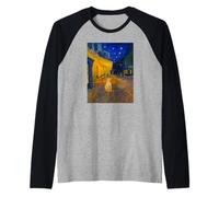 Famous Artist Painting Cafe Terrace At Night With Cat Humor Maglia con Maniche Raglan
