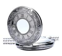 FAMoUsGoods Argento/Bronzo/Numero ARABICO Nero Numero ARABICO al Quarzo Antico Passante CAINT TASSA Pendente, Catena da Tasca for Collana da Uomo e da Donna Uomo Orologi da Tasca (Color : A)