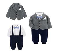 famuka Bambino Smoking Bimbo Tutine Abiti e Giacche Eleganti Blazer Nozze Battesimo Elegante Abbigliamento (Grigio, 18M)