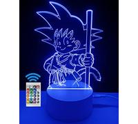 famvacor Luce notturna per bambini illusione ottica 3D lampada da comodino decorativa dragon ball telecomando super regalo per bambini (Son Goku Child)
