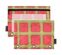 Famyily - 3 anelli natalizi rosso e verde, astuccio trasparente per matite, finestra trasparente e tasche con occhielli, 3 fori per classe scolastica, organizzatori di