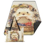 famyily Accessori da picnic Tappetino da gioco all'aperto senza sabbia 203 x 305 cm per oggetti da picnic a terra, simpatico riccio dei cartoni animati