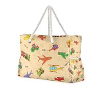 famyily Airliner Aereo Elicottero Treno Trattore Portatile Spiaggia Totes Borse con Tasche Laterali Weekender Bag Donna Viaggio Essenziale Regali Spiaggia Regali di Compleanno per le Donne