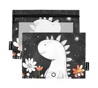 famyily Art Dino - Astuccio per matite e cosmetici, con tre anelli, tasche con cerniera, per scuola, casa, viaggi, biglietti