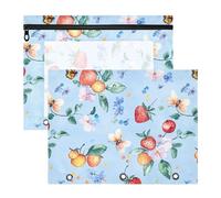 famyily Astuccio adorabile con 3 fori per lettere A4, confezione da 2 pezzi, per studenti, ufficio, fragole, frutta, blu
