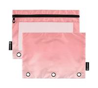 famyily Astuccio arancione sfumato con zip con finestra trasparente, grande astuccio con cerniera con cerniera e occhielli rinforzati, raccoglitore a 3 fori per riporre forniture scolastiche e ufficio