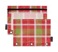 Famyily - Astuccio grande con chiusura natalizia rossa e verde con finestra trasparente, custodia morbida a 3 anelli, grande e resistente cartella con cerniera per scuola, ufficio e casa, multicolore