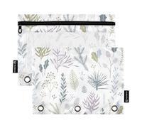 famyily Astuccio moderno con motivo floreale selvatico neutro con finestra trasparente, grandi sacchetti per matite in colori assortiti, 3 anelli, tasca per conservare studenti scolastici e insegnanti