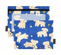 famyily Astuccio per la scuola con cucciolo di cartone animato bianco con finestra trasparente con finestra trasparente e occhielli 3 anelli astuccio per aula scuola forniture per ufficio multicolore