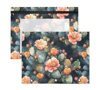 famyily Astuccio per matite adorabile per lettere formato A4, confezione da 2 pezzi, per studenti e articoli scolastici, safari, cactus, fiori in stile retrò