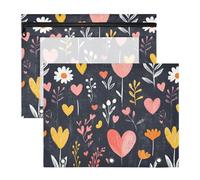 famyily Astuccio portapenne multiuso per lettere A4, confezione da 2 pezzi, materiale scolastico per studenti, motivo floreale, rosa, giallo