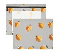 famyily Astuccio portatile con 3 anelli tascabili per lettere A4, confezione da 2 pezzi, per studenti, forniture artistiche, mantello uva spina frutta argento