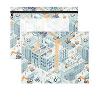 famyily Astuccio robusto con 3 fori per lettere A4, confezione da 2 pezzi, per studenti, università, costruzione, edifici alti, escavatori, classificatori