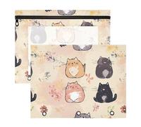 famyily Astuccio trasparente per matite formato A4, 2 pezzi, per insegnanti, ufficio, carino, Selkirk Rexcats, beige