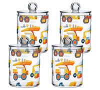 famyily Barattoli in plastica trasparente con coperchio, elementi essenziali per il bagno, contenitori decorativi per tamponi di cotone, tamponi di cotone, plettri, graffette, fermagli per capelli
