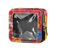 famyily Beauty case da viaggio con fiori primaverili, girasole, fiordaliso, peonie, rosso trasparente, borsa da viaggio per cosmetici, Fiori Primavera Girasole Fiordaliso Peonie Rosso, 1 size