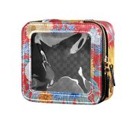 famyily Beauty case da viaggio con fiori primaverili, girasole, fiordaliso, rosso, trasparente, da viaggio, trousse da viaggio, Fiori Primavera Girasole Fiordaliso, 1 size