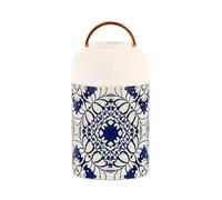 famyily Blu e Bianco Modello Vintage In Acciaio Inox Vuoto Isolati Contenitori per il pranzo scatole con cucchiaio per le donne Snack 17oz