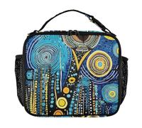 famyily Blu e Giallo Modello Astratto Borse Pranzo Tasche Zip Uomo Lunch Box con Maniglia Termica Lunch Box per Lavoro e Scuola