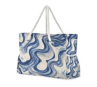 famyily Blue Artistic Fluid Robusta borsa tote da donna con tasche laterali borse per viaggiare Buone per viaggi, piscina, nuoto, spiaggia, vacanze necessità