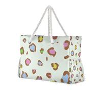 Famyily - Borsa a mano colorata con stampa leopardata a prova di sabbia, da viaggio con tasche laterali, extra large per viaggi, palestra, vacanze
