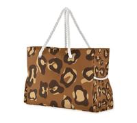 Famyily - Borsa a mano resistente con stampa leopardata marrone con tasche laterali da donna con tasche con cerniera