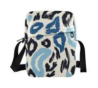 famyily Borsa a tracolla carina da uomo borsa a tracolla regolabile per shopping shopping - stampa leopardata blu
