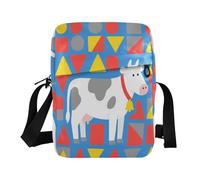 famyily Borsa a tracolla carina da uomo piccola borsa a tracolla tracolla regolabile per affari e affari - geometrica mucca bianca