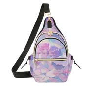 famyily Borsa a tracolla da donna con tracolla regolabile, zaino medio da uomo per corsa, escursionismo, cameriera cattiva Catgirl, Carino Viola Pesca Anime Ragazza
