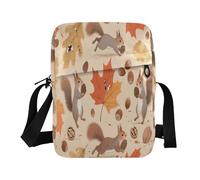 famyily Borsa a tracolla da donna da uomo borsa a tracolla tracolla regolabile per affari e affari - Carino autunno scoiattolo foglie