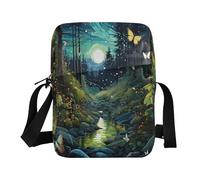 famyily Borsa a tracolla da uomo Piccola borsa a tracolla per le donne Borsa a tracolla Tracolla regolabile per lavoro - Illustrazione Safari Verde notte