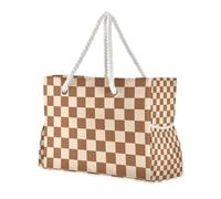 famyily Borsa a tracolla robusta arancione e bianca a quadri americani, con tasche laterali, extra large, per weekend, viaggi, spiaggia, regali di compleanno per donne