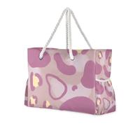famyily Borsa da donna robusta con stampa leopardata viola chiaro con tasche laterali, extra large, per viaggi, palestra, vacanze