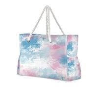 Famyily - Borsa da spiaggia astratta con tasche laterali, grandi borse weekend con portabicchieri sul lato