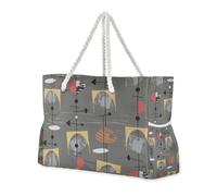Famyily - Borsa da spiaggia resistente alla sabbia con tasche laterali, borsa weekend per piscina, palestra, viaggi