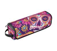 famyily Borsa da viaggio per attrezzi da donna con cuscinetto resistente al calore, custodia da viaggio a doppio strato per ferri da stiro, piastre e arricciacapelli, teschio colorato messicano dei