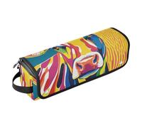 famyily Borsa da viaggio per strumenti per capelli e tappetino resistente al calore, antipolvere, borsa da viaggio per piastra per ferri da stiro e accessori per la cura dei capelli, mucca pop art