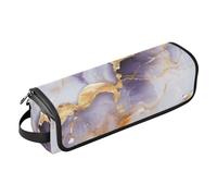 famyily Borsa da viaggio per utensili da donna con tappetino in ferro, custodia da viaggio portatile per utensili caldi e accessori per la cura dei capelli, marmo bianco, viola, oro
