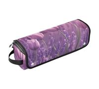 famyily Borsa da viaggio per utensili per capelli con tappetino resistente al calore, grande capacità, organizer per piastre piatte, piastre, ferri arricciacapelli, tulipani lavanda primavera