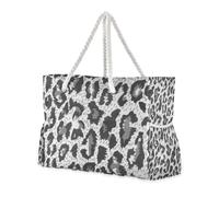 Famyily - Borsa da viaggio portatile con stampa leopardata grigia da donna, con tasche laterali, extra large, ideale per viaggi, piscina, nuoto, spiaggia, vacanze